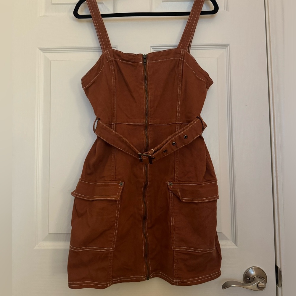 H&M Rusty Burnt Orange Zip-Up Dress